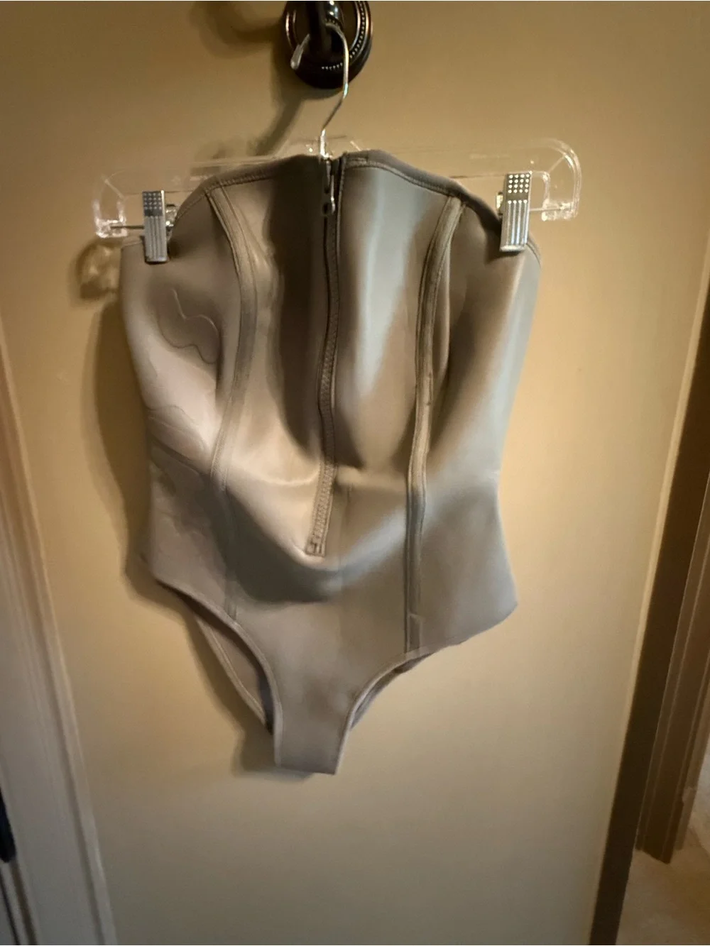 SKIMS Gray Strapless One-Piece with Front Zip